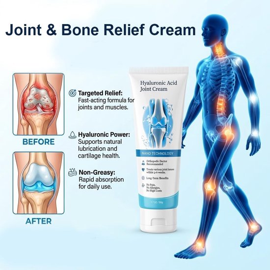 Hyaluronzuur Gewrichtscrème voor Ondersteuning van Gewrichten en Botten, Koelende Zalf voor Rug en Lichaam, Verzorgende Crème (50 ml) — afbeelding 2