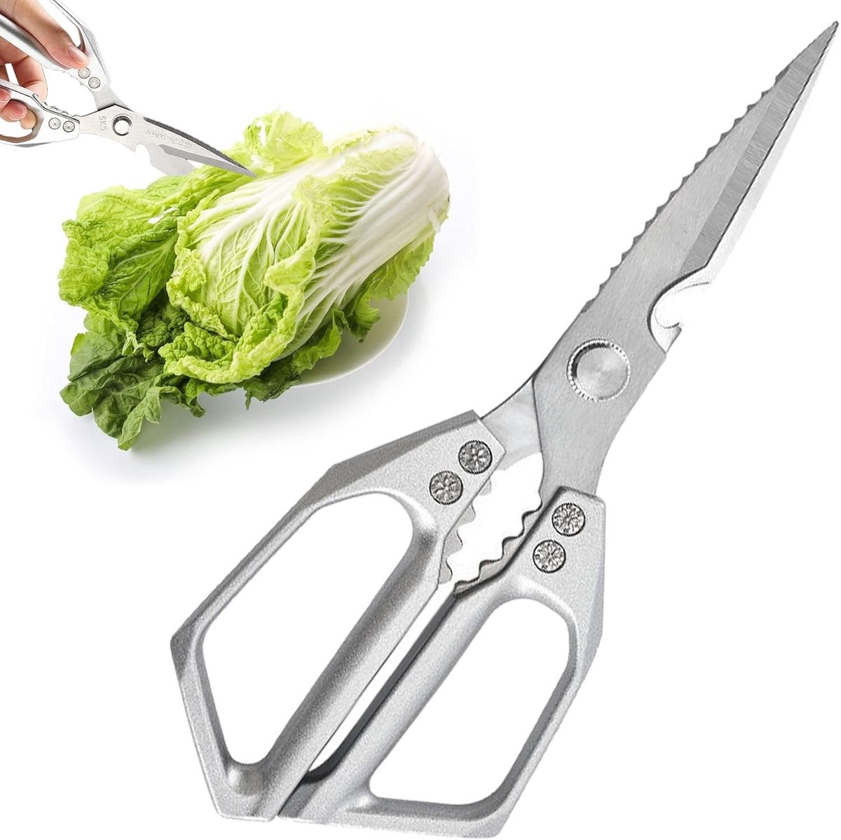 Multifunctionele Keukenschaar van RVS met Scherpe Bladen voor Vlees, Vis en Kruiden, Vaatwasserbestendig en Perfect voor Koken
