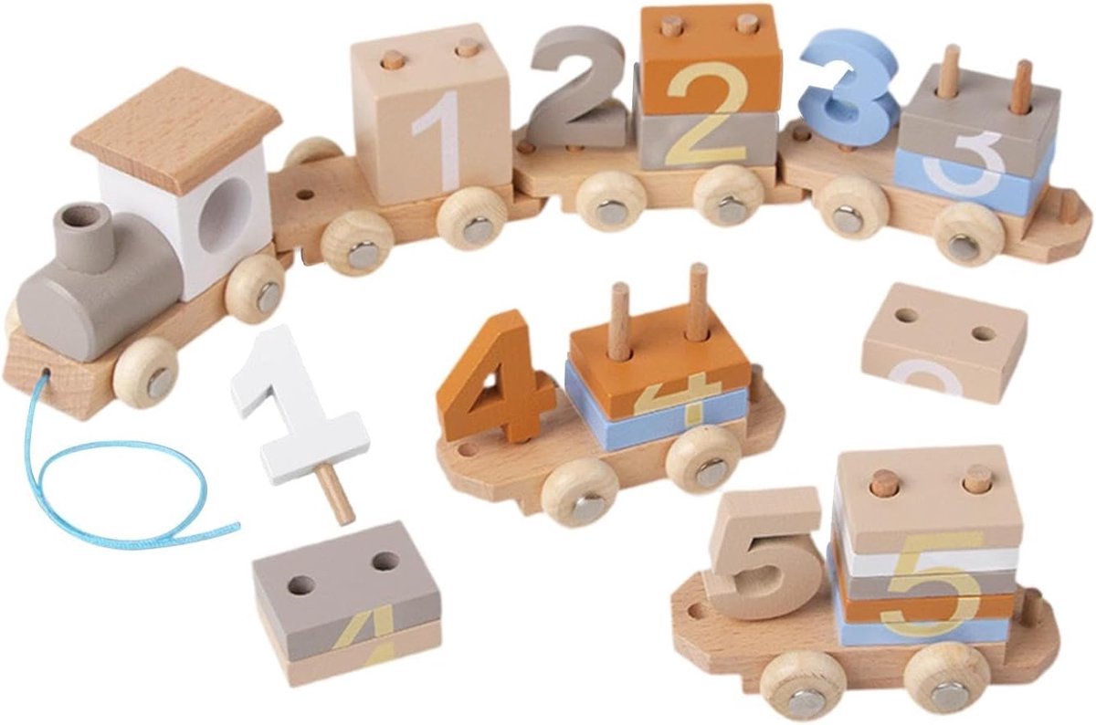 casalora - Kinderspeelgoed - Montessori speelgoed - Educatief sensorisch speelgoed - Houten trein speelgoed - 5 STUKS - Leuker speelgoed dan Lego - Geschikt voor baby's van 2 tot 4 jaar