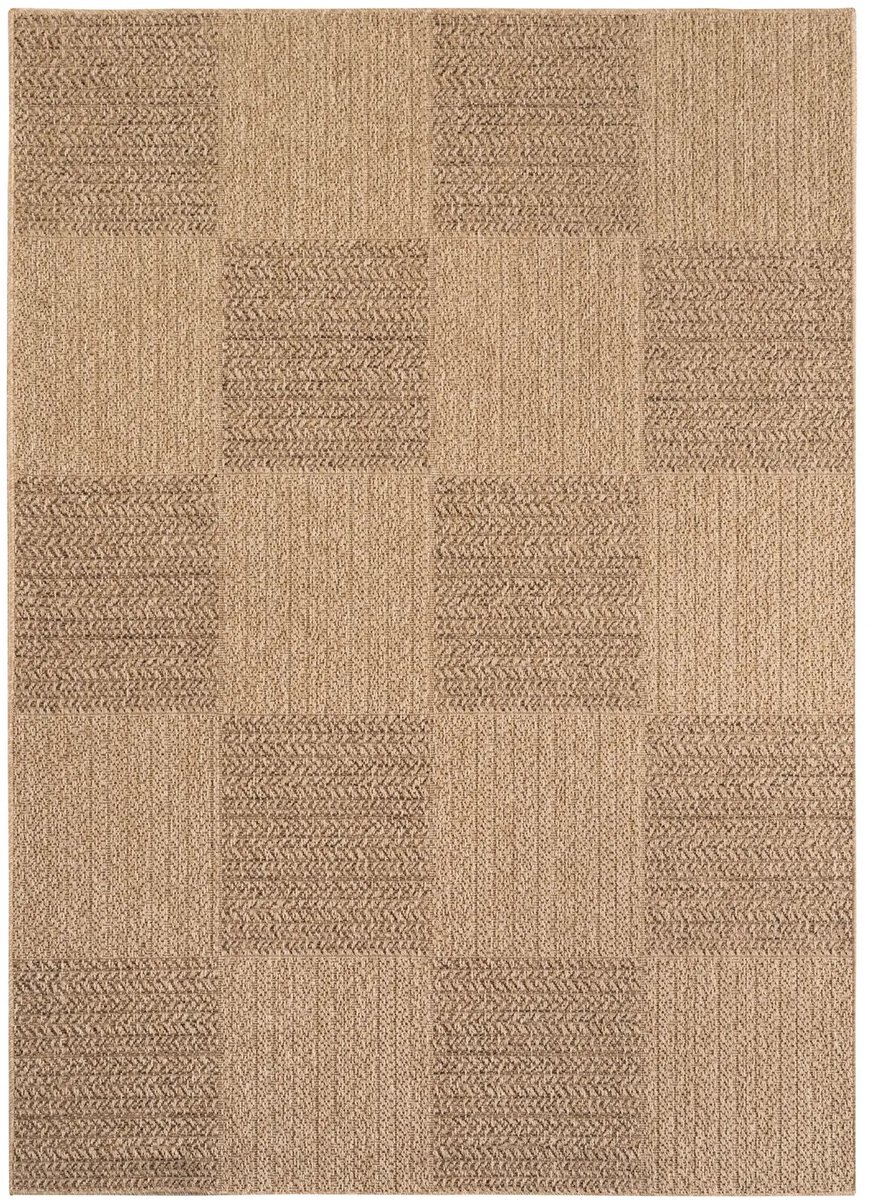 Dutch XXL Buitenkleed | Timber | Blokken | Beige | 80x150 cm | Buitentapijt | Tuintapijt