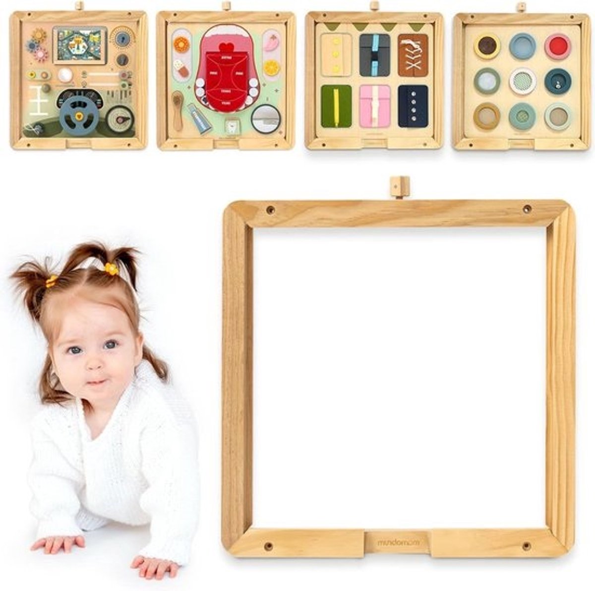 Houten Wandframe - Frame voor Bord - Educatief Spelen - Verwisselbaar Bord - 52 x 55 cm - Natuurlijk Hout