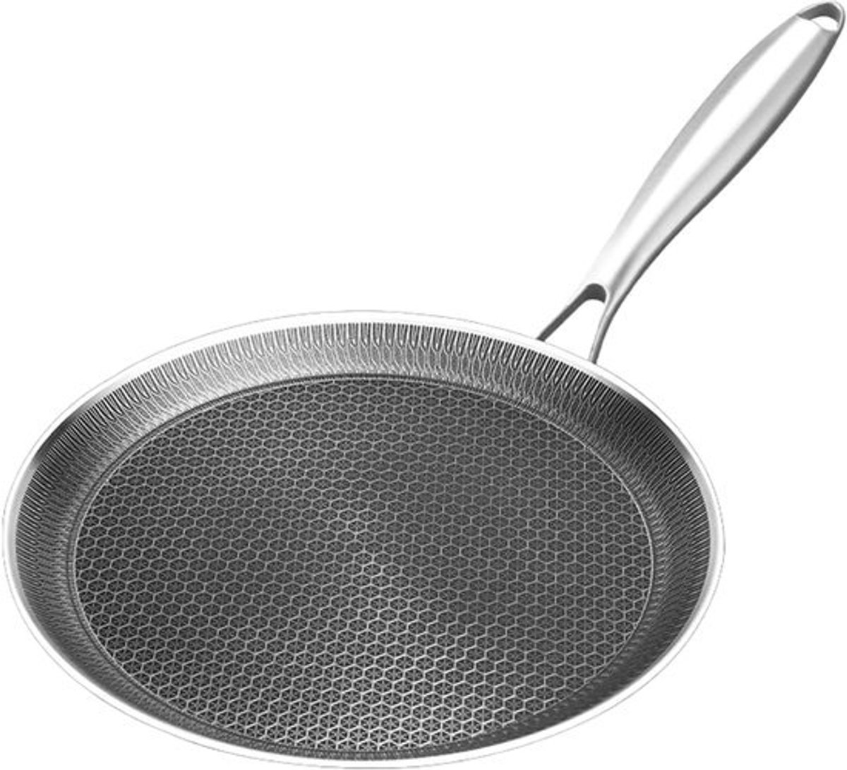 Pannenkoekenpan - Eierpan Bakplaat - Ontbijt Maken - Honingraat Ontwerp - 24 cm - Zilver