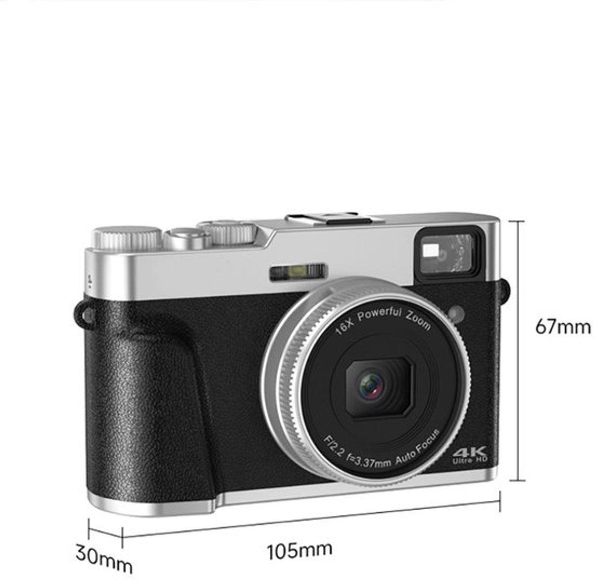 Digitale Compactcamera - 48 MP - 4K Video - 16x Zoom - Ingebouwde Flitser - Autofocus - Elektronische Beeldstabilisator