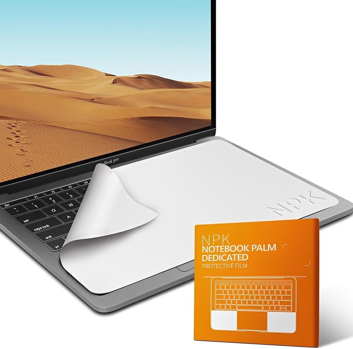 Screen protector voor toetsenbord en vingerafdrukbescherming, inclusief microvezeldoek en reinigingsdoek, geschikt voor 13 inch en 14 inch laptops.