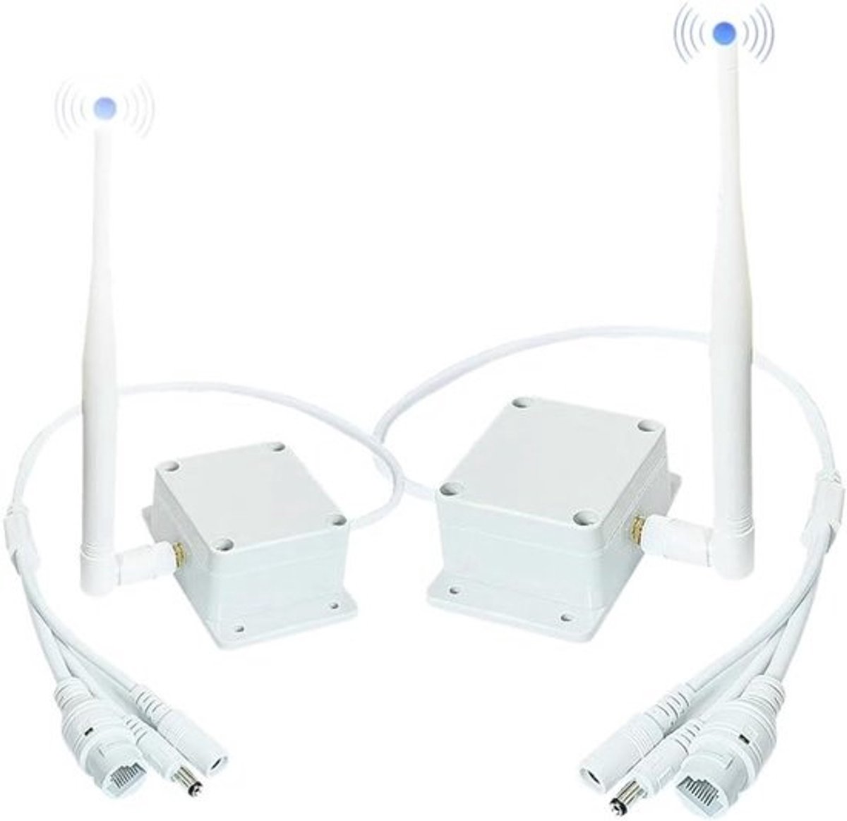 Draadloze Zender Ontvanger - Versterker Kit - Lange Afstand Verbinding - Tot 1.2KM Bereik - 5MP 8MP - Wit