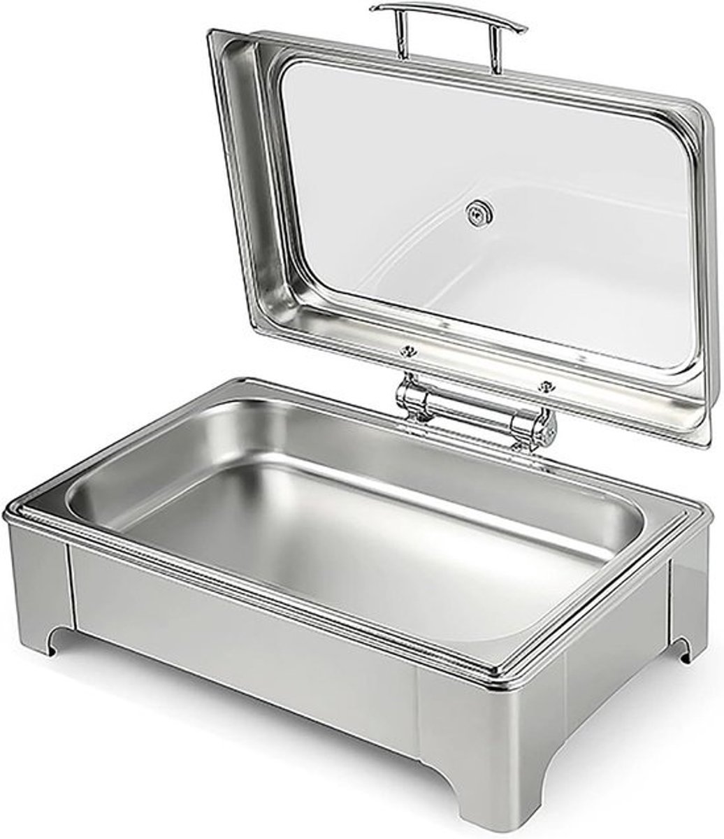 Elektrische Voedselverwarmer - Buffetwarmer Serveerwagen - Eten Warm Houden - Instelbare Temperatuur - Enkel Compartiment - Zilver