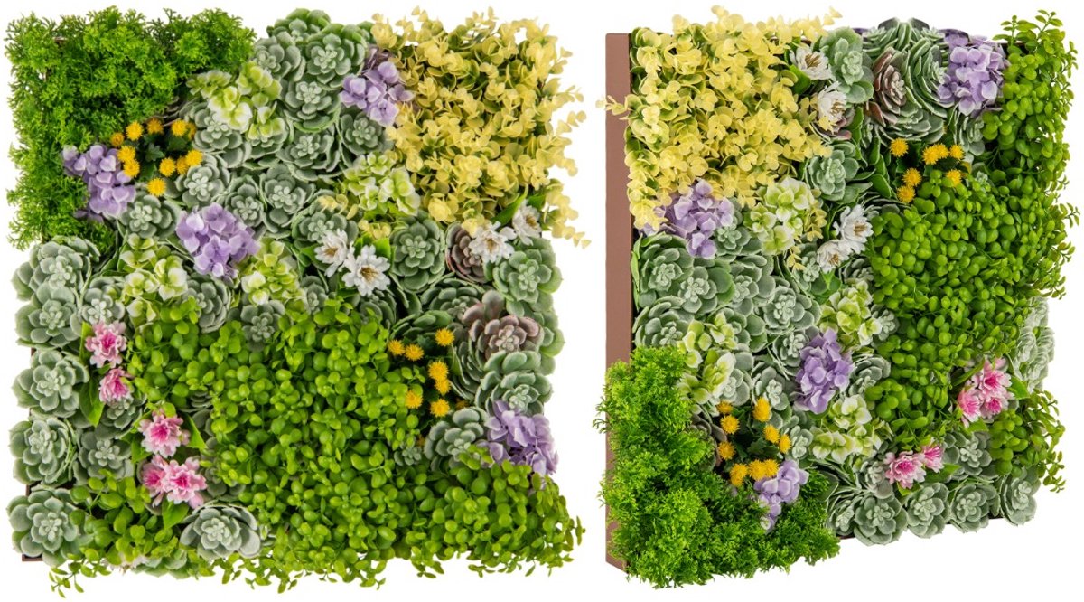 SureDeal® - Kunstplant - Pak Vierkante Kunstloof - Binnen Buiten - 50x50 cm - Groen en bruin