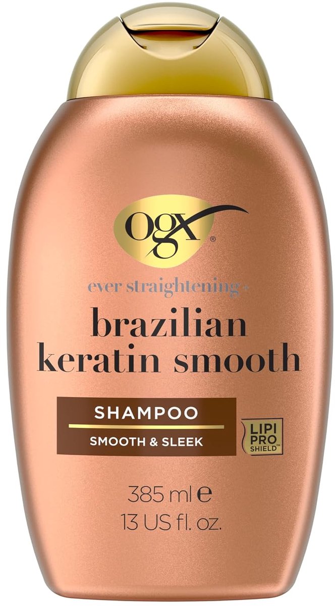 OGX Ever Straightening + Brazilian Keratin Smooth Shampoo – 385 ml – Verzorgende Shampoo met Braziliaanse Keratine – Voor Glad, Zacht & Glanzend Haar