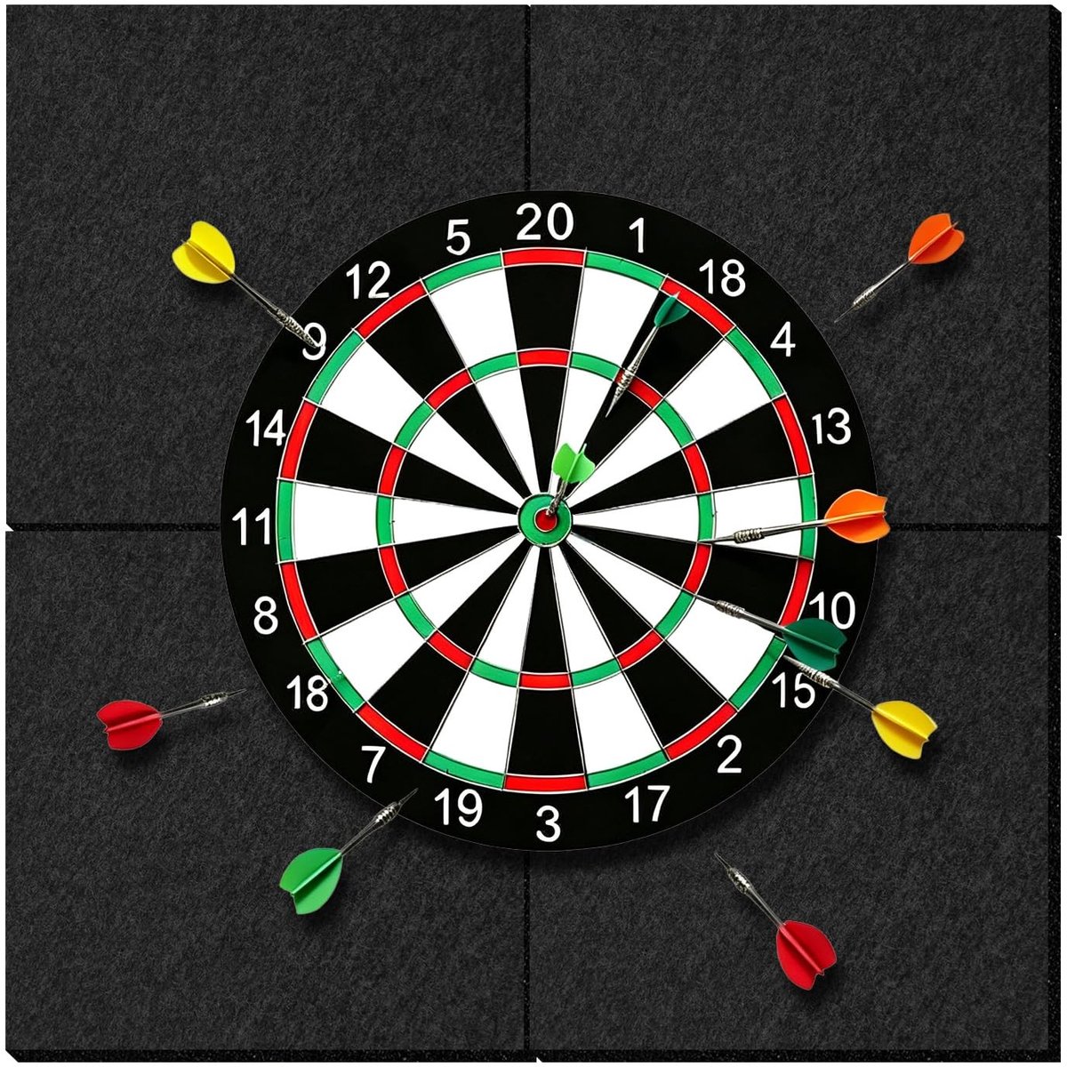 Vilten dartbord wandbescherming - 4 stuks vierkant