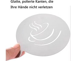Cappuccino Stencils Set van 4 Stuks voor Latte Art, Koffie Decoratie en Cake Decoratie Accessoires
