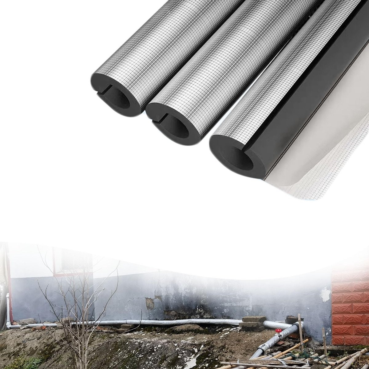 Zelfklevende pijpisolatie schuimbuis - Brandwerende aluminiumfolie 3/4" ID