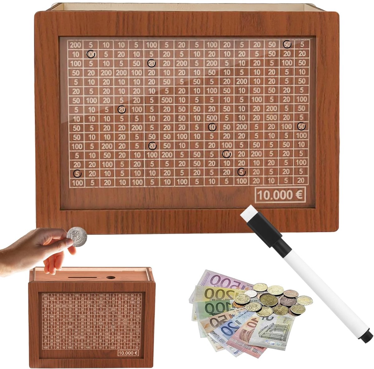 Houten Spaarpot met Tellen - Voor Volwassenen en Kinderen
