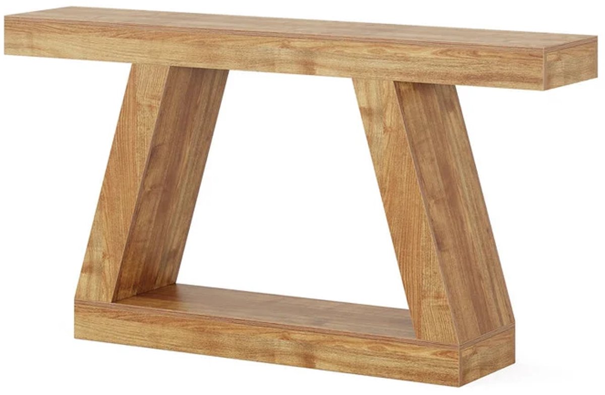 DMG Supply Consoletafel - Landelijke Stijl - Open Opbergruimte - 140 x 30 x 80 cm - Lichtbruine Houtlook - MDF