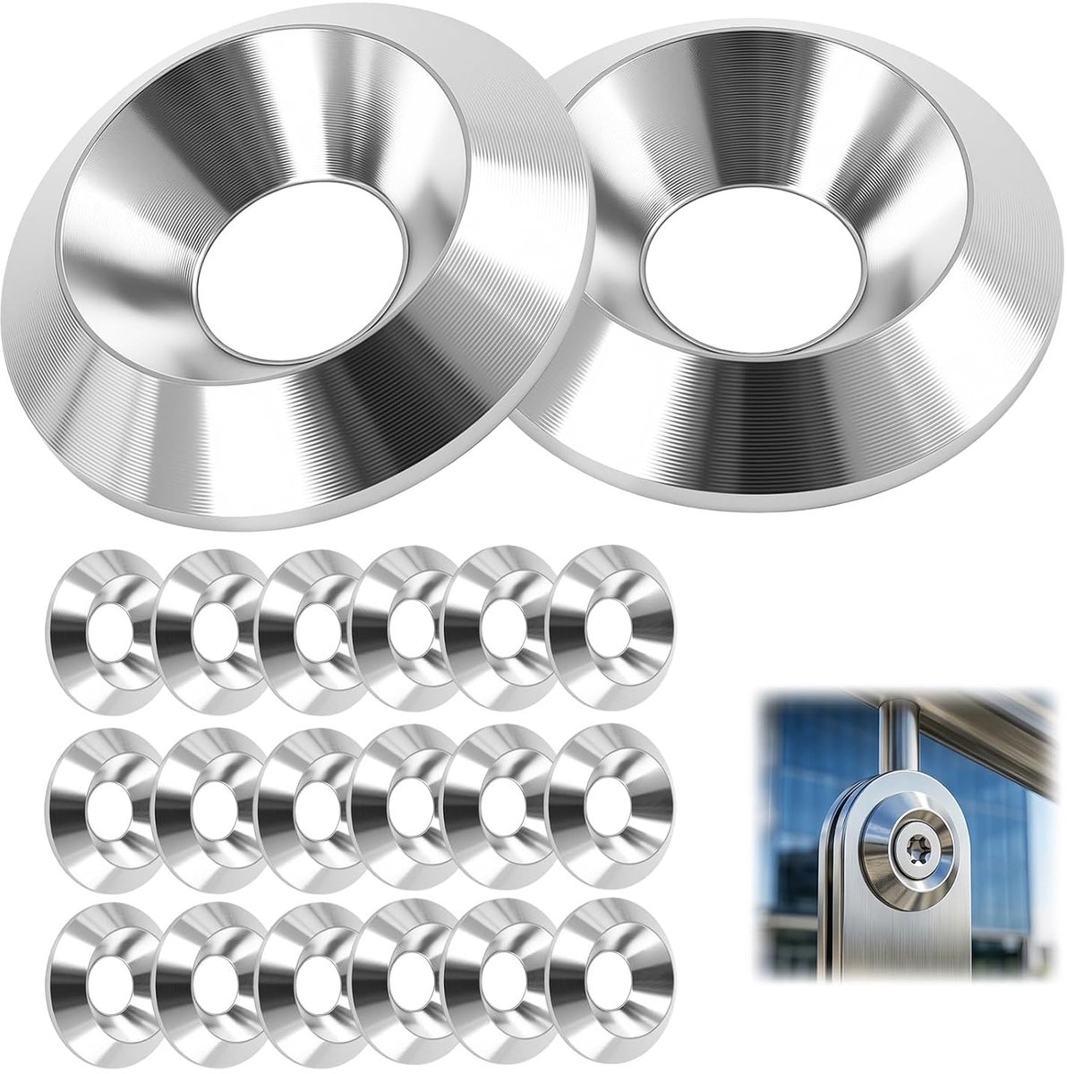 Set van 20 RVS Washers met Verzinkte Kop, M4 x 13 mm, Roestvrijstalen Decoratieve Schijven voor Bevestigingsmiddelen, Corrosiebestendig en Sterk