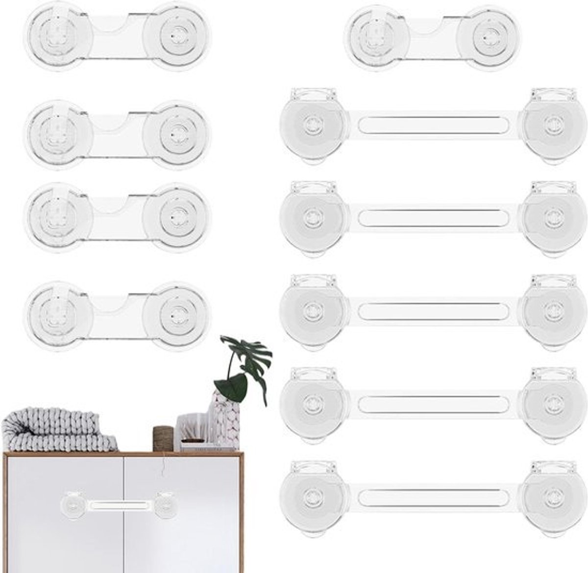 Kinderveilige Kastsloten - Veiligheidssloten Kast - Huis Beveiligen - Dubbel Vergrendelingssysteem - 145 x 96 mm - Wit
