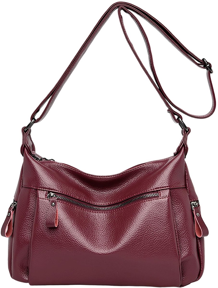 Dames Messenger Bag - Zacht Koeienleer - Rood