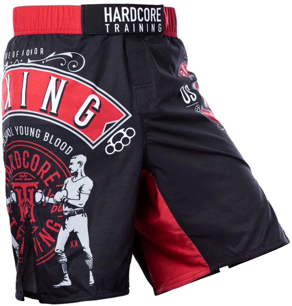Fight Shorts voor en Kickboxing - Zwart/rood