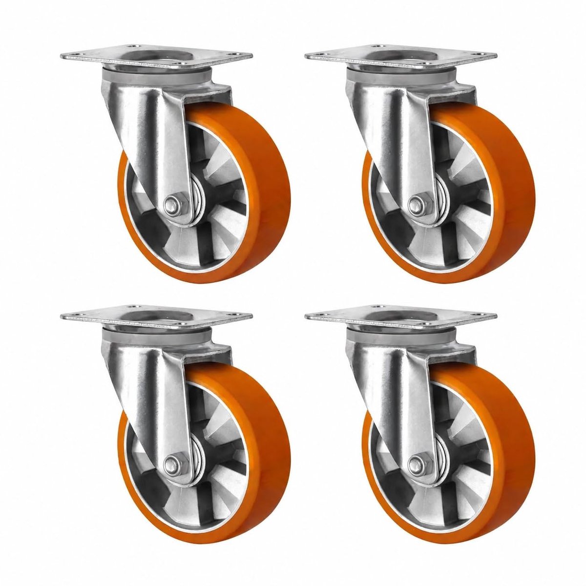 Set van 4 zware transportwielen - 200 mm met rem