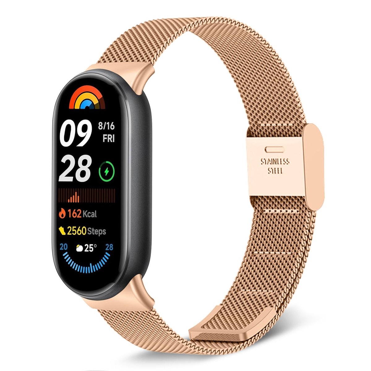 Vervangende Horlogeband voor Xiaomi Smart Band 9/8 - Rvs Mesh Stof