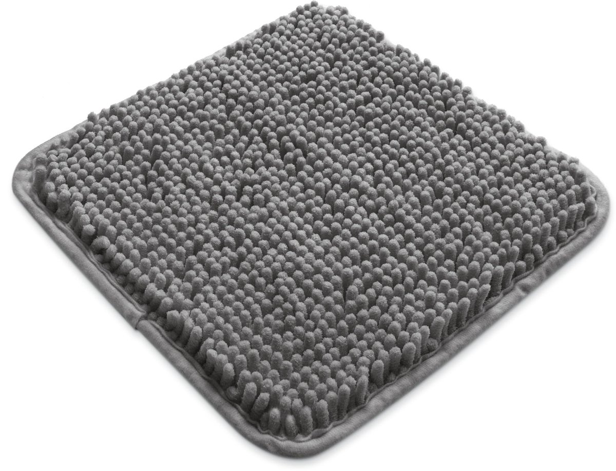 Mini Chenille Badmat 30x30cm - Donkergrijs en Antislip