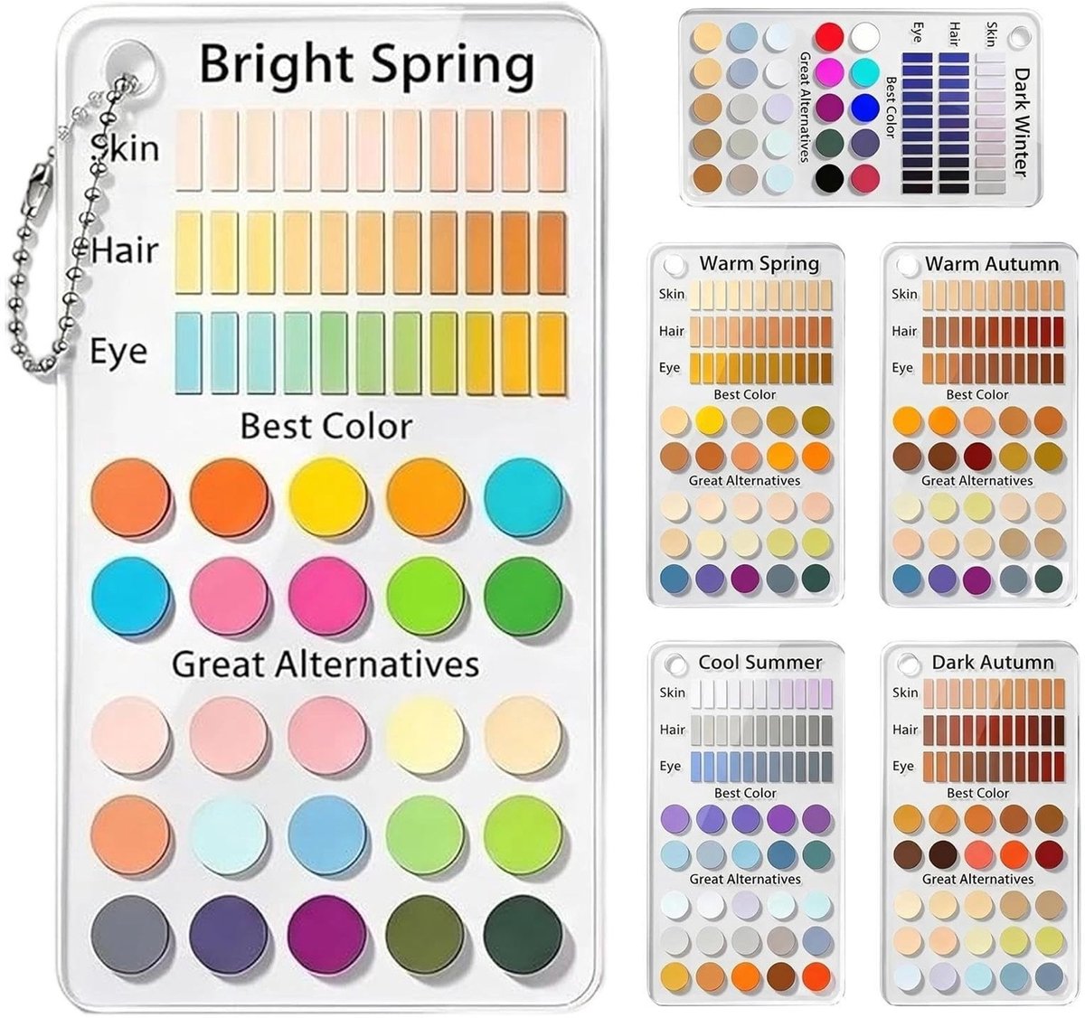 6-delige Kleur Analyse Kaartset - Seizoensgebonden Acryl