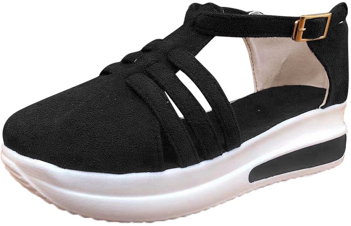 Vrouwen Wigsandalen - Antislip en Ademend - Zwart