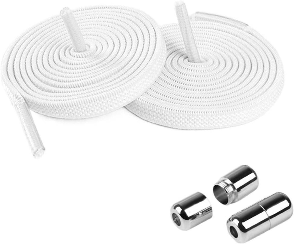 Elastische veters zonder strikken voor een veilige pasvorm, met platte snelontgrendeling, wit en comfortabel