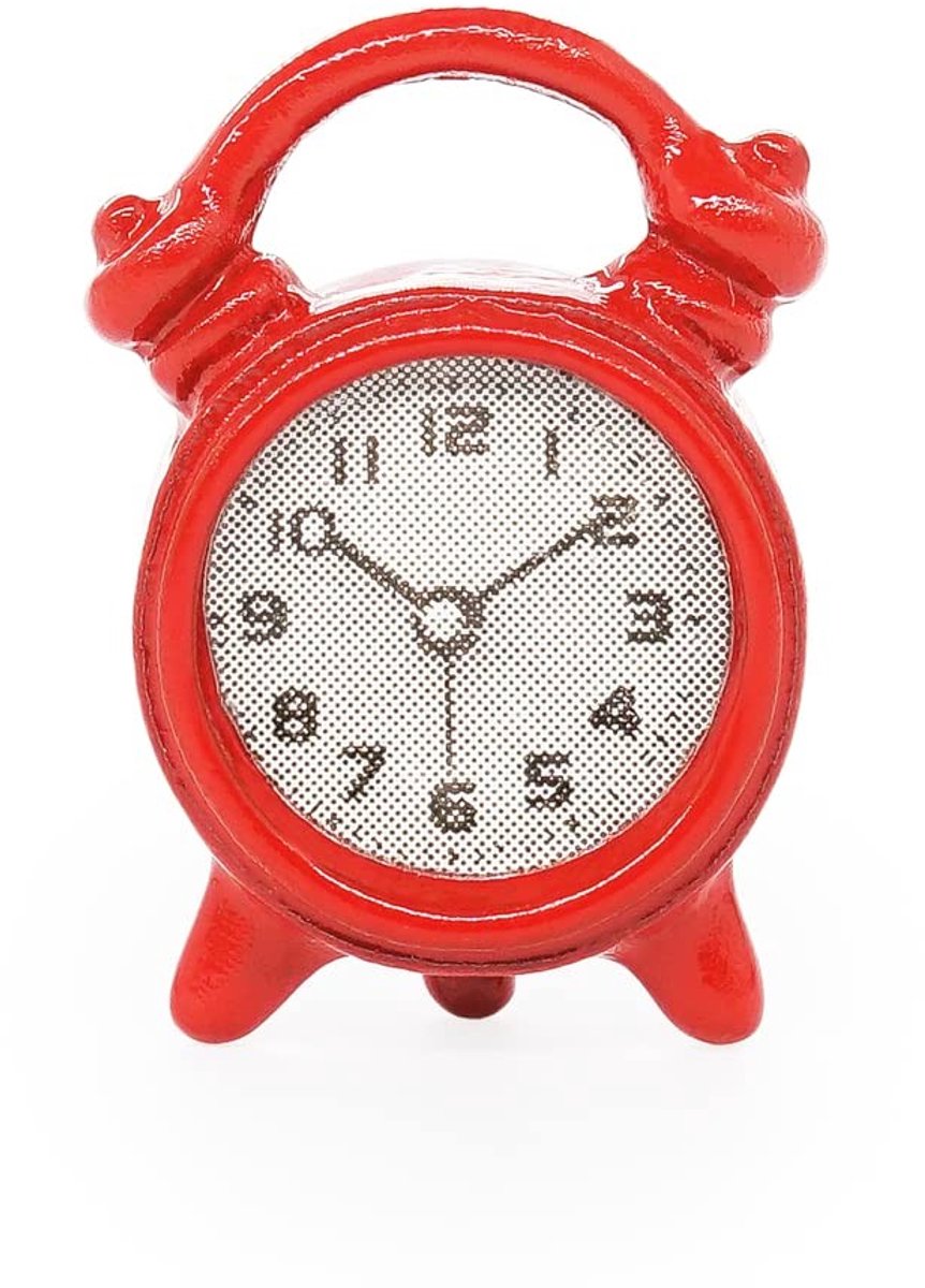 Miniatuur Alarmklok - Metaal - Rood