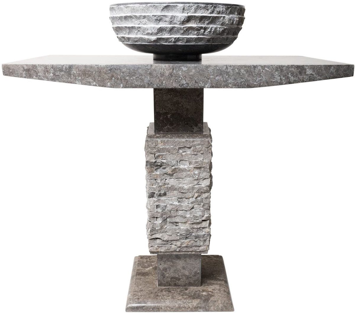 Marmeren Kolom Waskom - Natuurlijke Steen - Grijs 50 x 90 cm