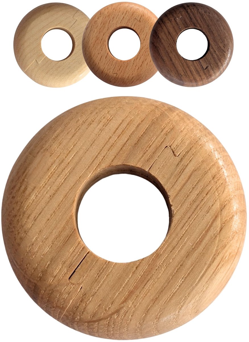 Houten Radiator Rosette - Set van 2 - Diameter 19 mm - Eiken Gelakt