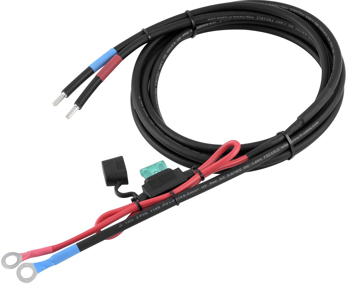 Batterijkabel 6mm² met M8 Ringogen en 30A Zekeringsmodule - 1.5m