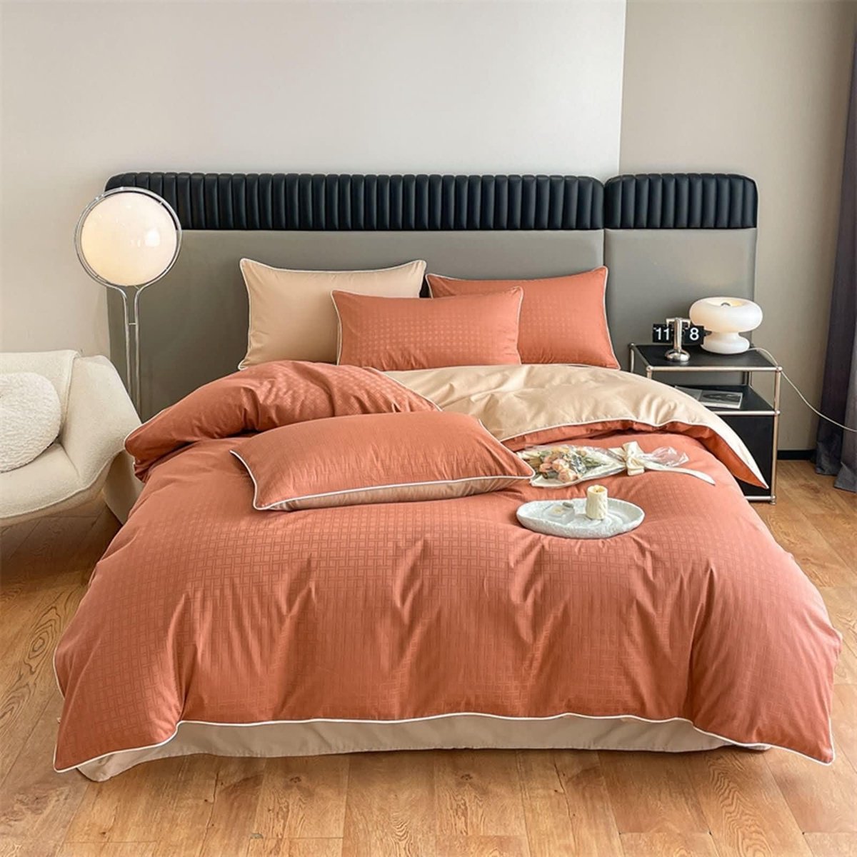 Dekbedovertrekset - 4-delig - Katoen - Oranje Khaki - 180 x 200 cm