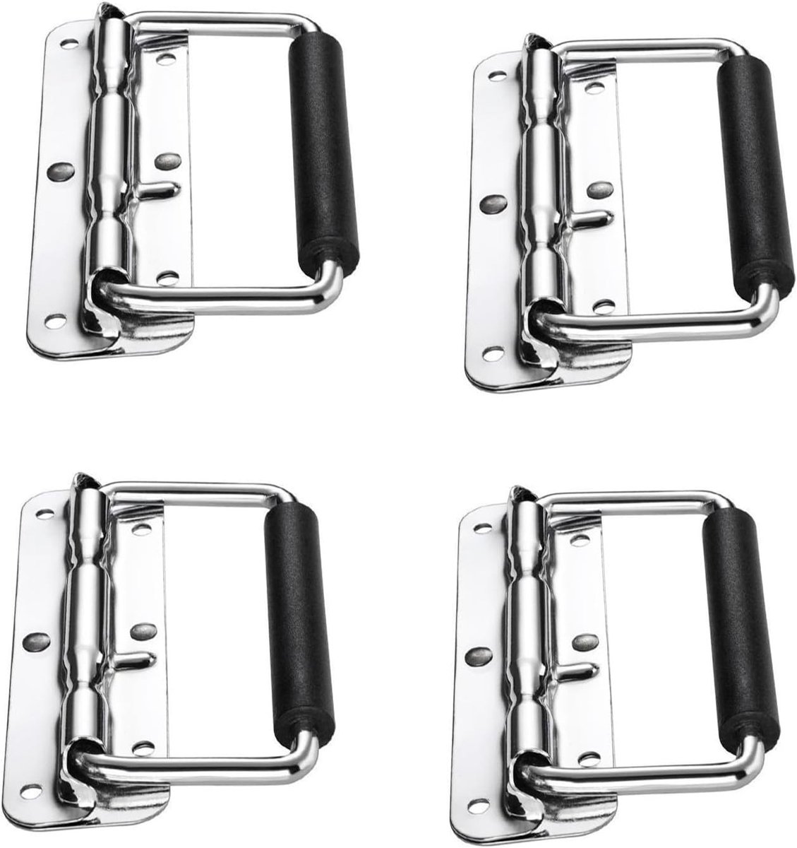 Vouwbare Handgreep van RVS, 4 Stuks, Ideaal voor Koffers, Gereedschapskisten en Campinguitrusting, 110mm Silver