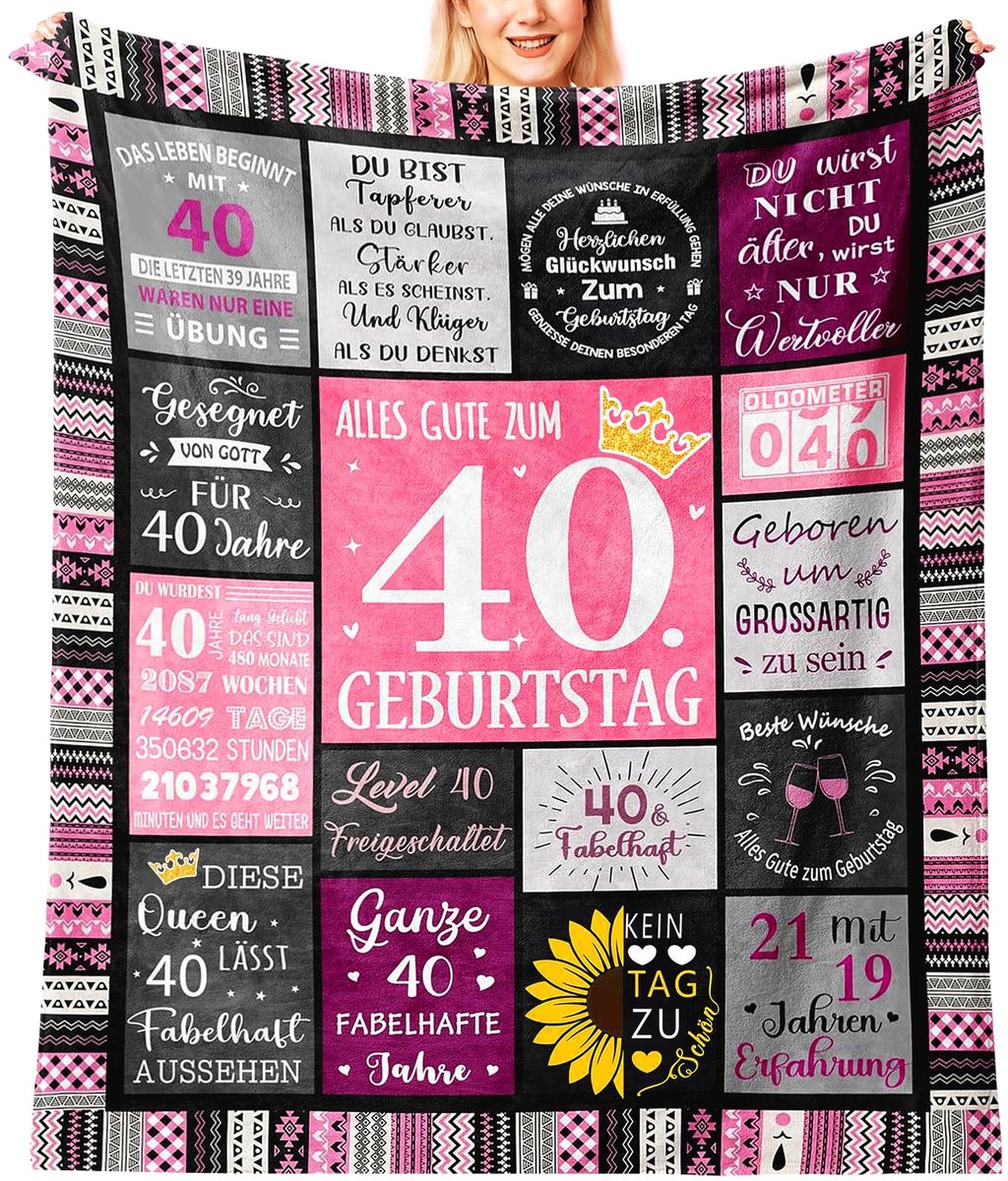 Decoratieve Cuddly Dekentje - 40e Verjaardag - Grijs