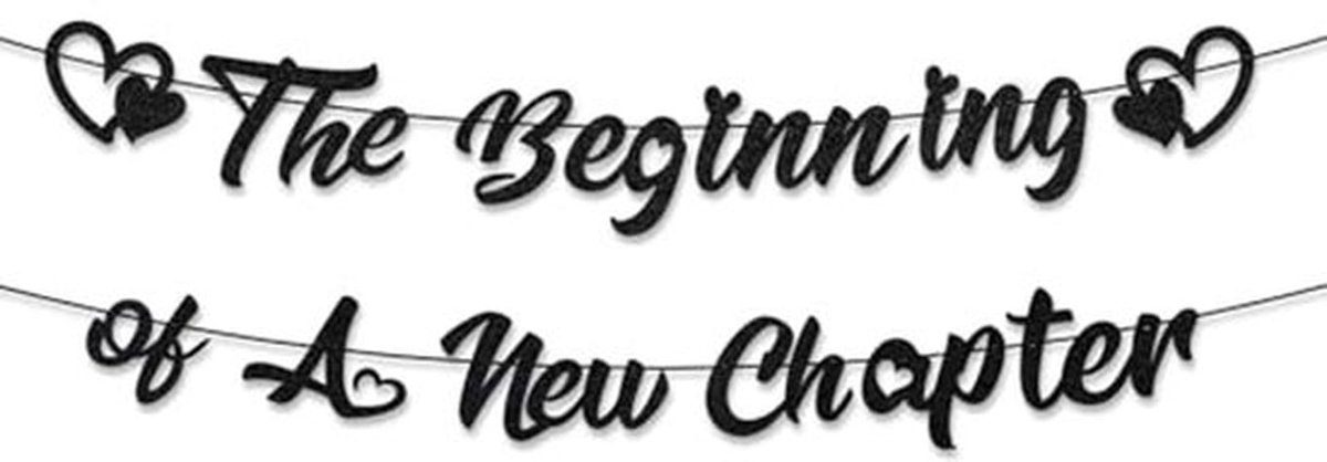 Het Begin van Een Nieuw Hoofdstuk Banner, Voorgemonteerd Afscheidsfeestdecoratie Glitter Afscheid/Gelukkig Pensioen/Afstuderen Bord Hangende Slinger voor Feestbenodigdheden (Zwart)