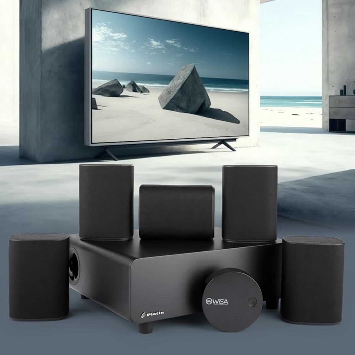 COVREO Home Cinema-set 5.1 zwart, draadloos met WiSA low latency