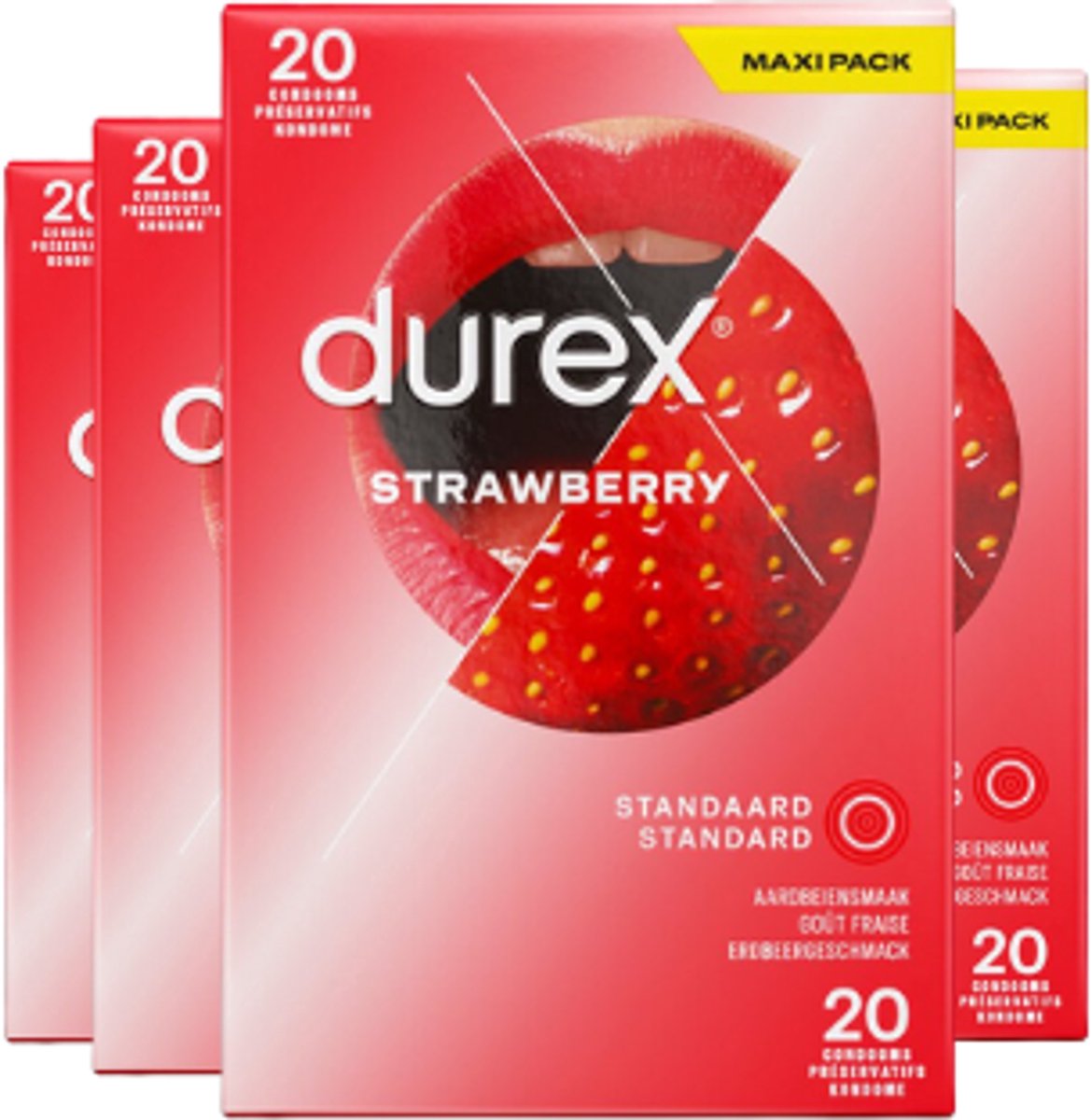 Durex Condooms Strawberry 20st - 4 Stuks - Voordeelverpakking