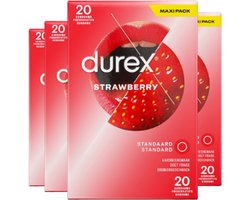 Durex Condooms Strawberry 20st - 4 Stuks - Voordeelverpakking
