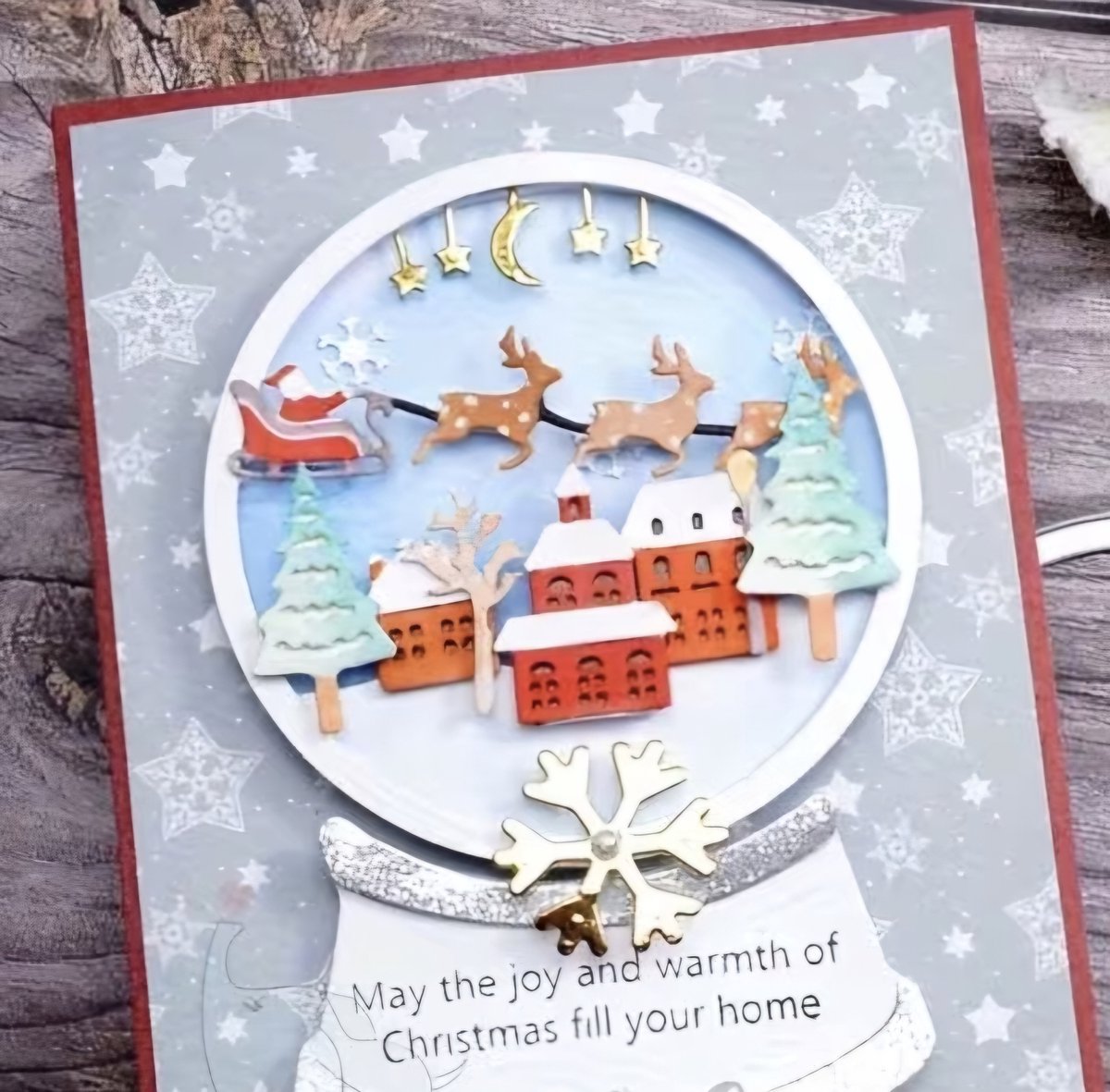 Snijmal sneeuwbol - kerst - huisjes - rendieren - metaal - kaarten maken - embossing - scrapbooking – foto 2