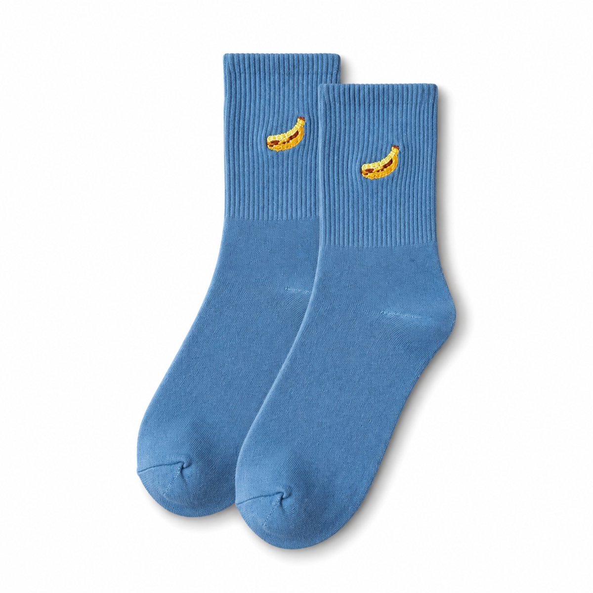 MoodLux Korean Style Sokken - Banaan Print - 2 paar - Blauw - Maat 36-39