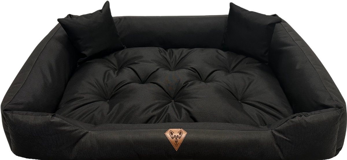 Beste Prijs Hondenmand 100x75 cm – Zwart – Gewatteerd Hondenbed met Hoge Randen – Inclusief 2 Kussens