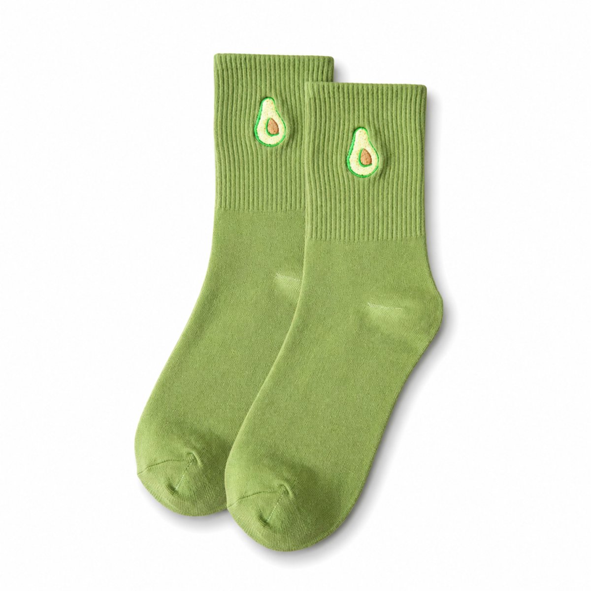 MoodLux Korean Style Sokken - Avocado Print - 2 paar - Groen - Maat 36-39
