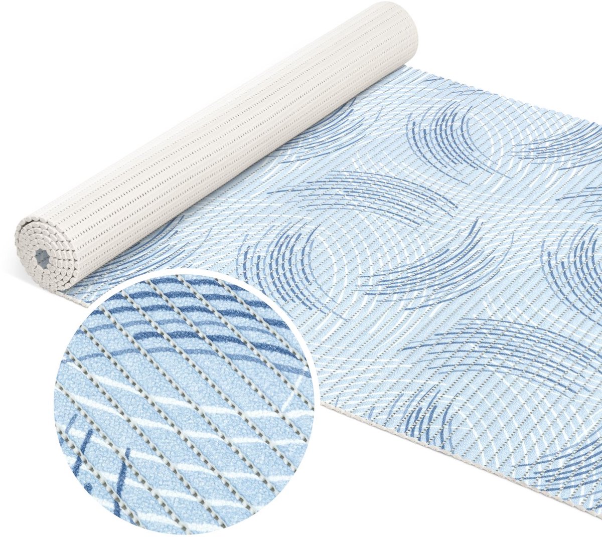 ANRO Badmat Cirkels Blauw 65x120cm Antislip Douchemat Afwasbaar Sneldrogend