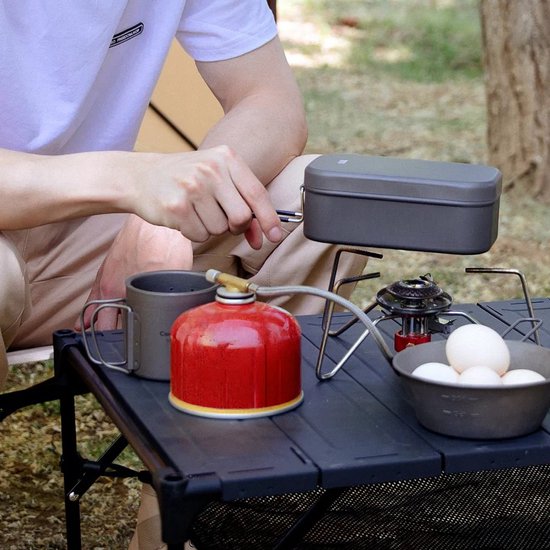 Camping-kookset Mess Tin Set - Outdoor-kooktoestel met opvouwbare aluminium pan 500 ml — afbeelding 2