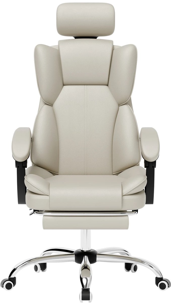 DeltaMerch Bureaustoel - Ergonomische bureaustoel - Bureaustoel voor volwassenen - Gamestoel - Verstelbaar - t/m 200 KG Beige