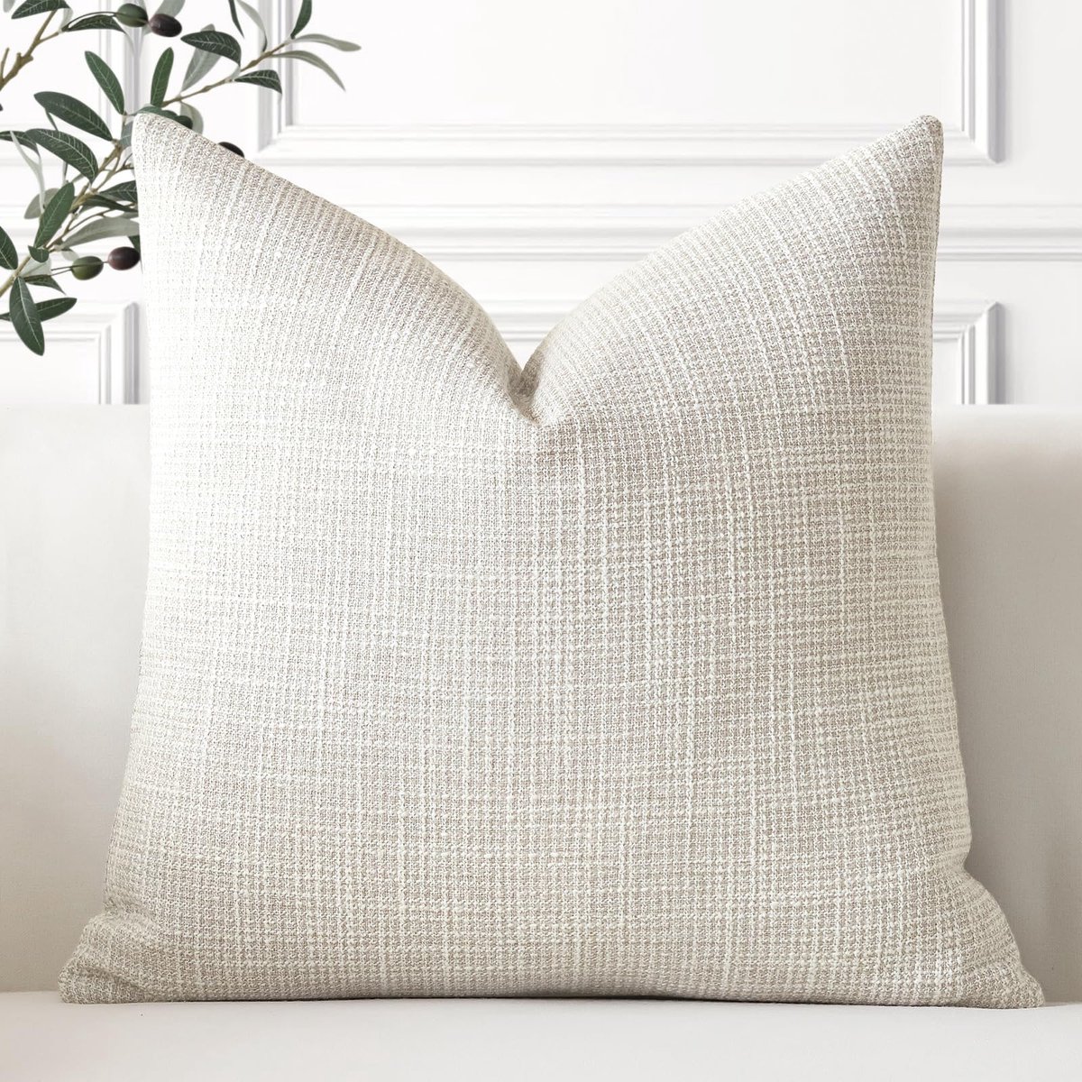 Set van 1 Kussenhoes Eenkleurig 50x50 cm Linnen Beige voor Sofa en Slaapkamer