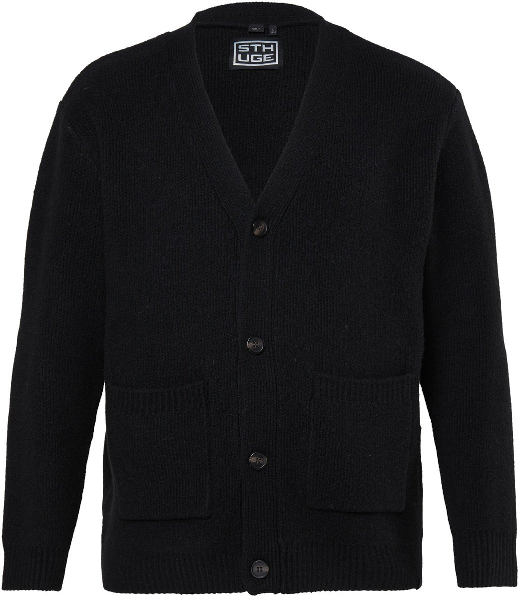 STHUGE - Heren - Vest vasual pasvorm V-hals tot 8XL - Zwart - Maat 5XL