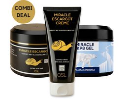 QSL | Miracle Escargot - Nr 1. Slakkengel 250ml - Nr 1. Slakkencrème 200ml - Miracle KP8 Spiergel 250ml - Combi Deal