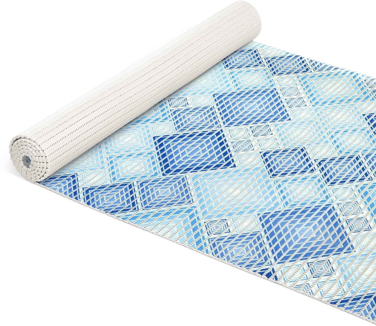 ANRO Badmat Patchwork Blauw 65x120cm Antislip Douchemat Afwasbaar Sneldrogend