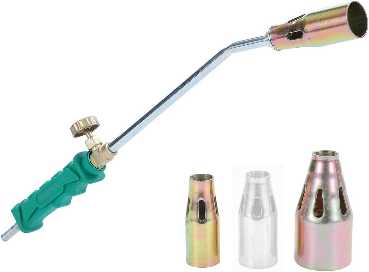 Gasfakkel Onkruidbrander - Vlammenwerper Soldeertoorts - Onkruid Verbranden - 3 Sproeiers - 41.5 cm - Groen